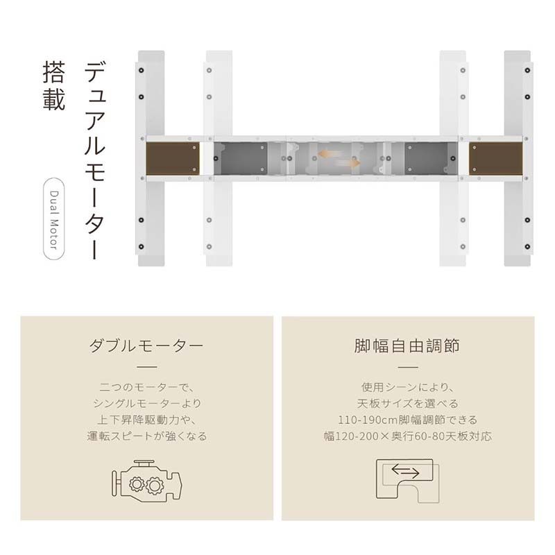 FlexiSpot E8の写真のスペック画像